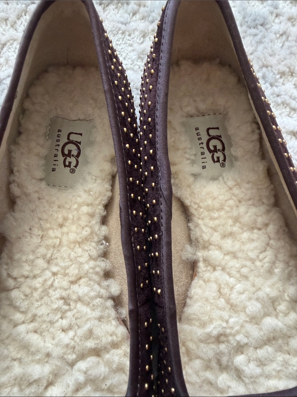 UGG Women's Dark Brown Studded Suede Slip-Ons - Picture 7 of 7